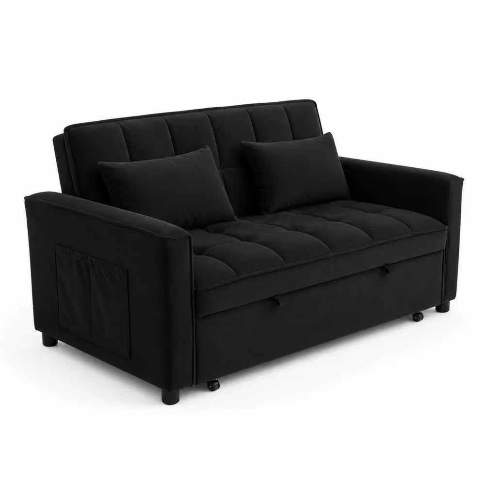 Schlafsofa 2-Sitzer Schwarz Velours