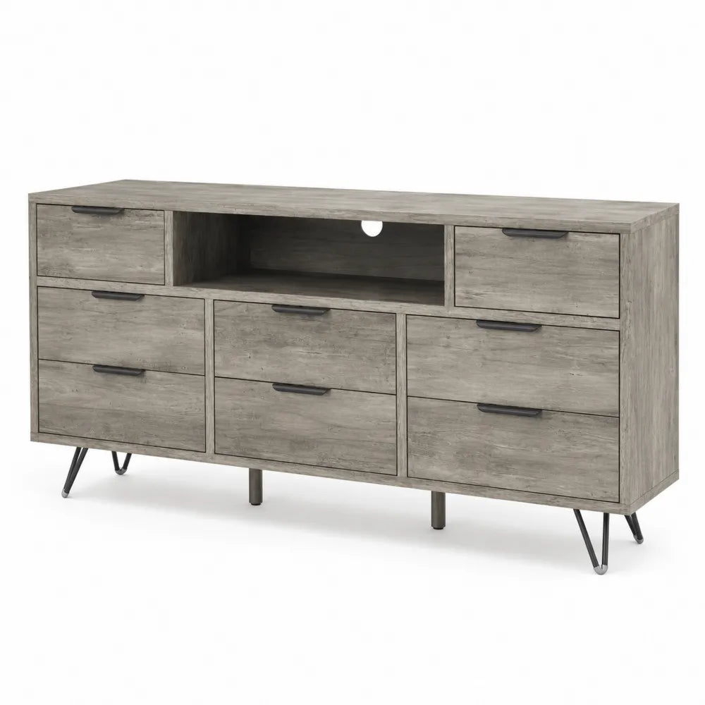 TV-Schrank Holzwerkstoff Metall Grau 140cm