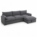 Ecksofa mit Stoff Dunkelgrau 300cm