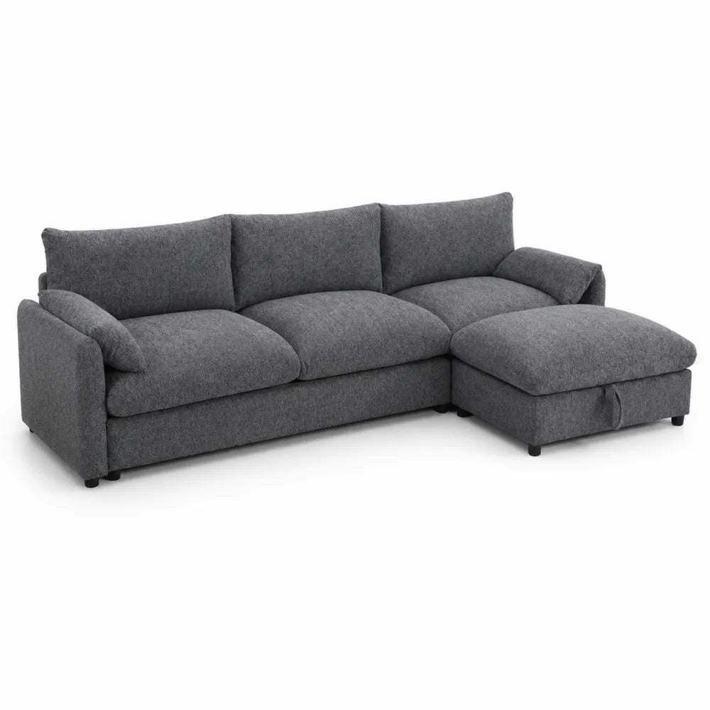 Ecksofa mit Stoff Dunkelgrau 300cm