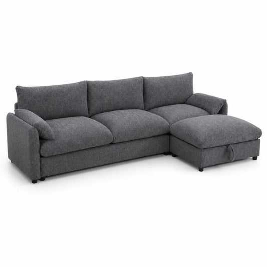 Ecksofa mit Stoff Dunkelgrau 300cm