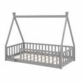 Holzbett Kinder Hausform Grau 200x90 cm