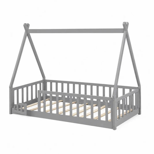 Holzbett Kinder Hausform Grau 200x90 cm