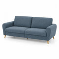 3-Sitzer Sofa Blau Holzbeine