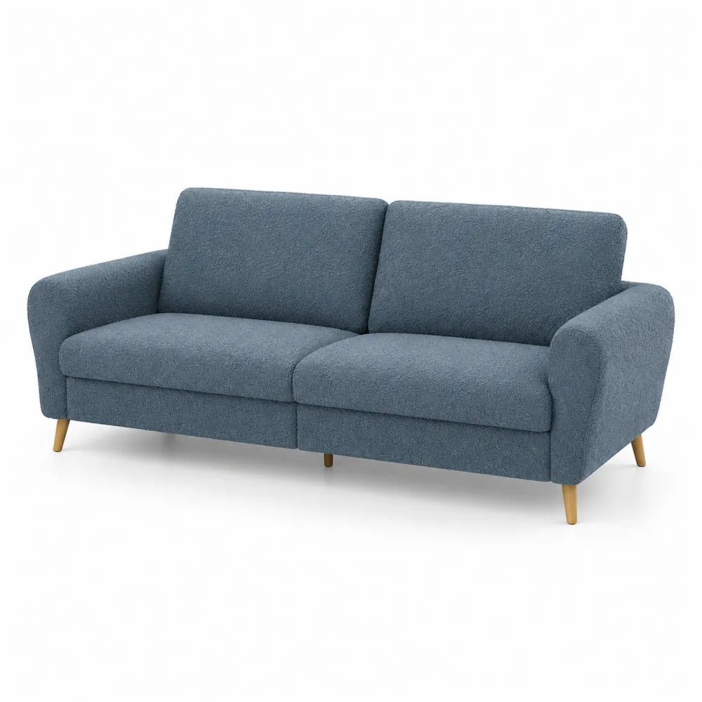 3-Sitzer Sofa Blau Holzbeine