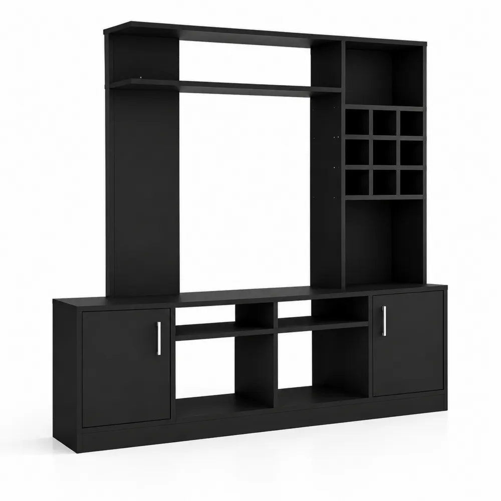 Schwarzes TV-Möbel Entertainment-Center aus Spanplatte
