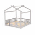 Kinderbett Holz Hausform Grau 200x90 cm