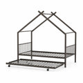 Metall Hausbett mit ausziehbarem Zusatzbett Dunkelgrau
